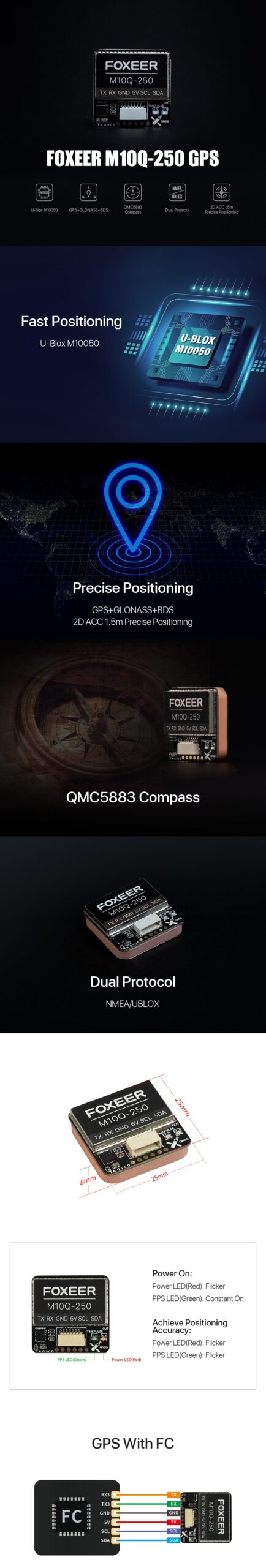 Foxeer M10Q 250 GPS 5883 Compass